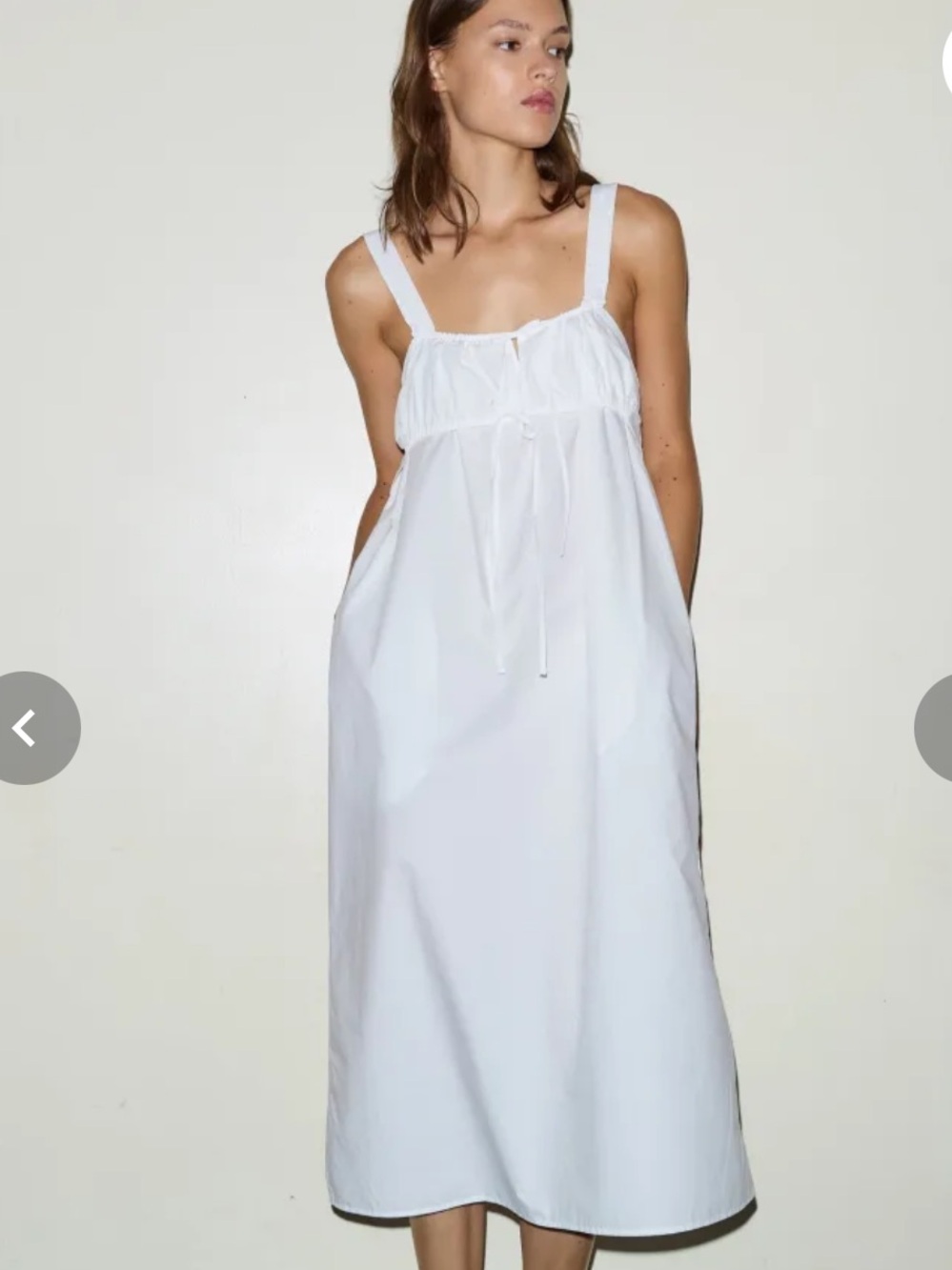 Deiji Studios The Ruched Tie Midi Dress in White Size M NWT